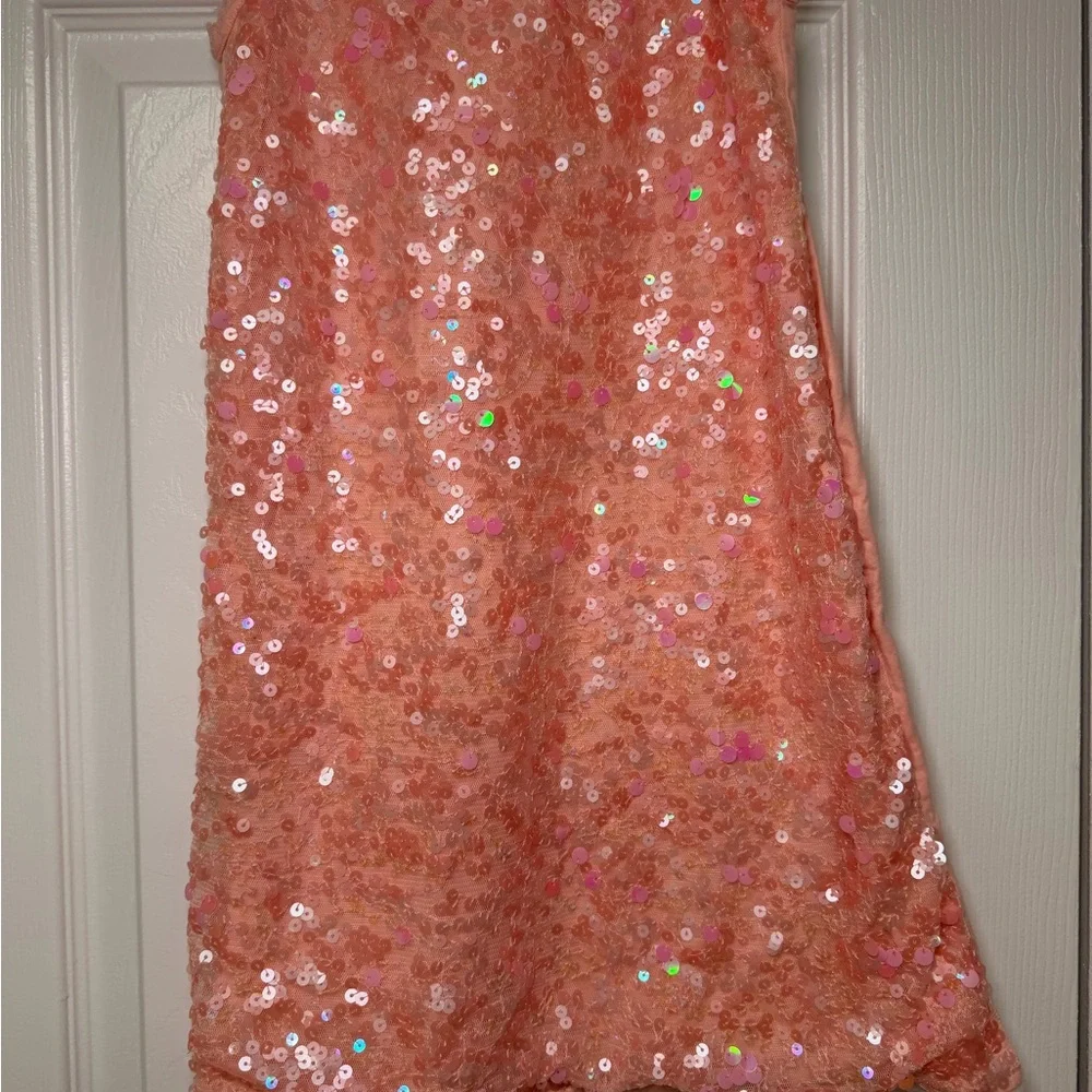 Gap Kids Peach Colored Sequin Dress Size 8 Y2K Sleeveless Party 2000s EUC Summer